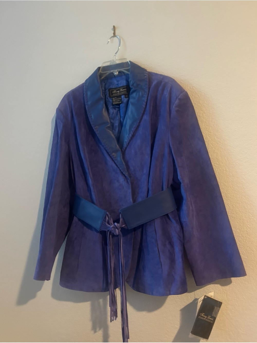 NWT TERRY LEWIS Purple Suede Leather Jacket XXL w/Matching Fringe Tassel Belt - Picture 2 of 16